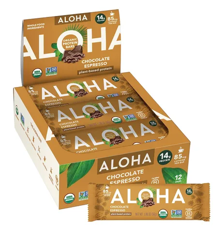 Vista 22 de ALOHA Barras de Proteína Orgánicas a Base de Plantas Chocolate Caramelo Pecana 12 Unidades, Barras de 1.98oz Veganas, Bajas en Azúcar, Sin