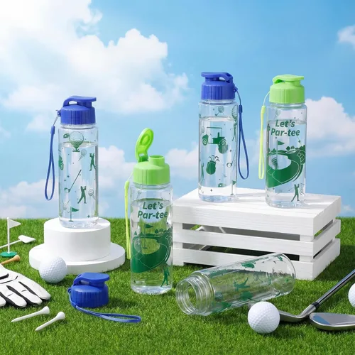 Vista 4 de 20 botellas de agua de plástico a granel para fiestas de golf Vasos deportivos de plástico reutilizables de 17 onzas con tapa abatible a prueba