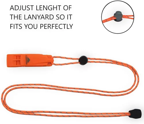 Vista 8 de LuxoGear Silbatos de emergencia con cordón de seguridad, silbato de supervivencia, para kayak, chaleco salvavidas, chaqueta, barco, pesca, barco