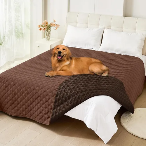 Vista 153 de Smiry Funda impermeable para cama de mascota, suave y lavable, para muebles, cama, sofá, reversible, a cuadros (30 x 53 pulgadas, color beige/beige)