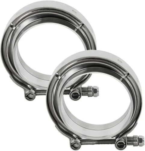 Abrazadera de banda en V de escape de acero inoxidable de 2.25 pulgadas y 2.25 pulgadas para turbo, bajantes, sistemas de escape, 2 unidades