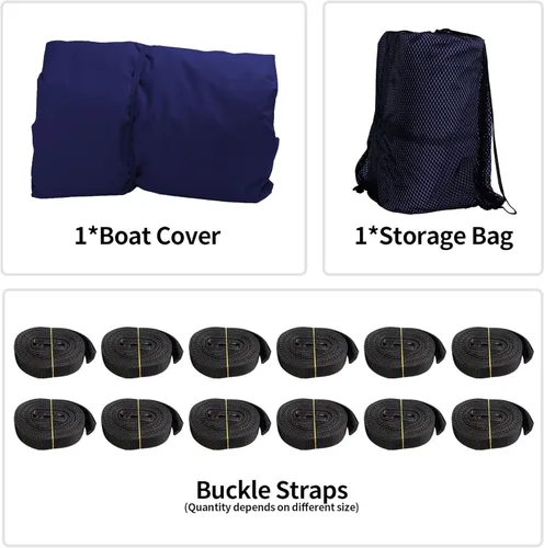 Vista 5 de iCOVER - Funda de lancha remolcable, 16'-18.5' 800D impermeable gran resistencia, apta para lanchas V-Hull, Fish&Ski, profesionales, pesca, lanchas