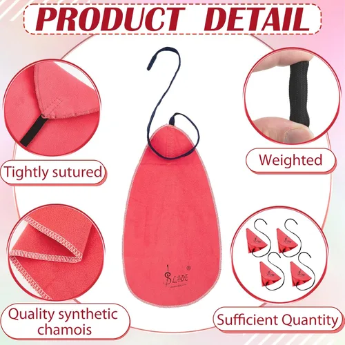 Vista 3 de Yinder 4 Piezas Paño de Limpieza para Clarinete Paño de Limpieza para Tubo Interior Adecuado para Flauta, Piccolo, Saxofón, Sax (Rojo)