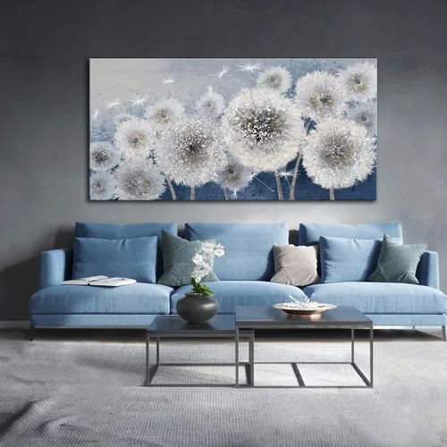 Vista 19 de Pogusmavi Decoración de pared para sala de estar, arte de pared para sala de estar, lienzo artístico/cuadros para dormitorio Diente de león azul