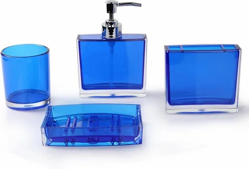 Juego de accesorios de baño, juego de accesorios de baño de acrílico con dispensador de jabón, jabonera, soporte para cepillo de dientes, vaso,