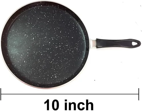 Vista 3 de Sartén Dosa antiadherente plana Tawa para Dosa Crepes panqueques Roti & Paratha de aluminio resistente con mango que se mantiene fresco, grosor