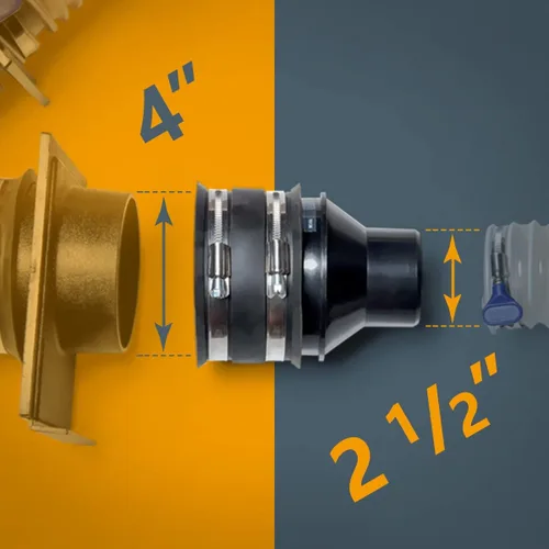 Vista 3 de POWERTEC 70493 Manguera de recogida de polvo de PVC de 2-1/2 pulgadas x 5 pies con 2 abrazaderas de manguera de llave de acero inoxidable, reductor