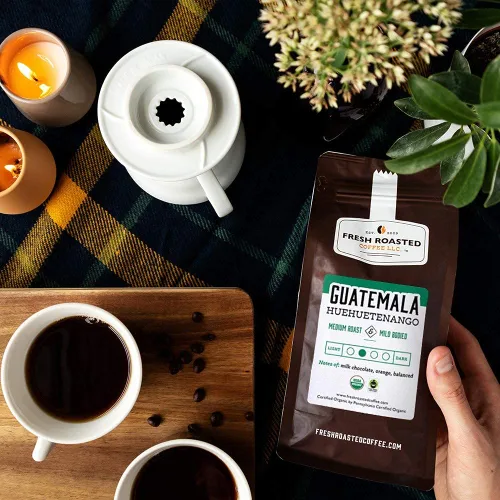 Vista 5 de Fresh Roasted Coffee, Huehuetenango guatemalteco orgánico, 5 libras (80 onzas), tostado medio, Kosher de comercio justo, grano entero