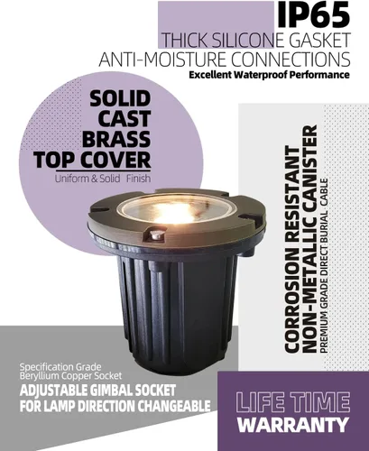 Vista 4 de MALORY Luces de Paisaje de Bajo Voltaje, (4.6''A) Cubierta Superior de Latón 12V Luces Empotradas en el Suelo para Exteriores, Iluminación LED