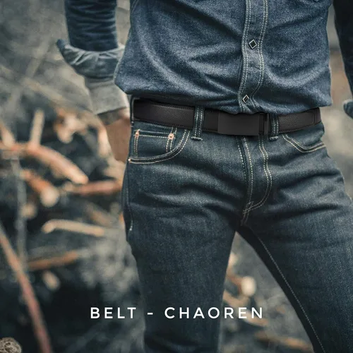 Vista 8 de CHAOREN - Cinturón para hombre - Cinturón de trinquete de cuero de 1 38 pulgadas para pantalones de vestir - Cinturón micro ajustable que se adapta