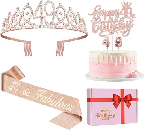 Vista 24 de Decoraciones de cumpleaños de 38 años para mujeres, incluyendo banda de cumpleaños, tiara/corona, velas numéricas y decoración de pastel, regalos