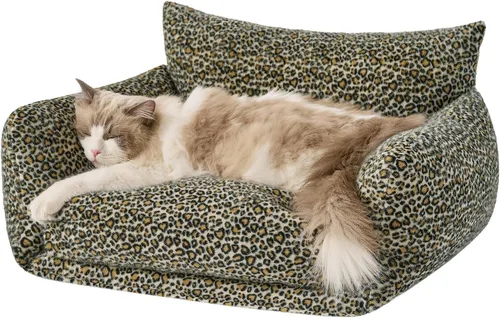 Vista 20 de Hollypet Cama para gatos, mullida, multifuncional, de doble capa, suave para mascotas, sofá ortopédico para gatos y perros pequeños, color beige