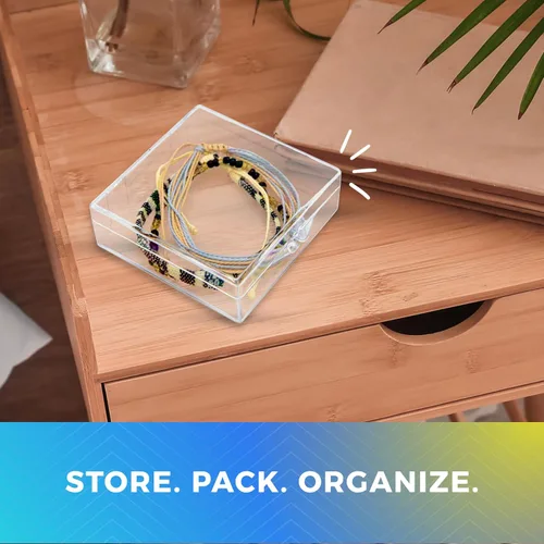 Vista 7 de Clear Hinged Caja de plástico 2 9/16" L x 2 9/16" W x 3/4" H – 20 piezas por pack