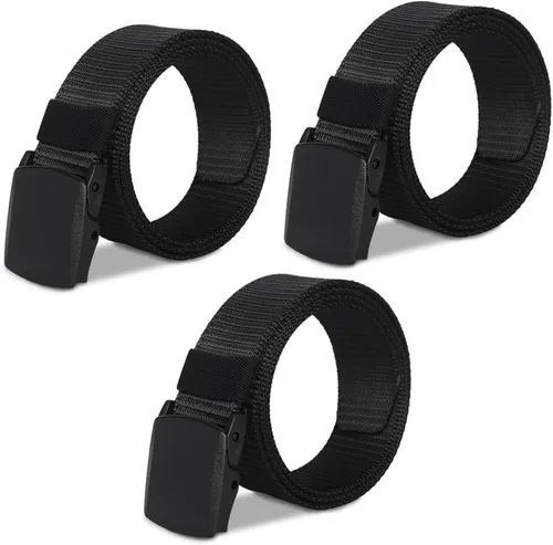 3 cinturones tácticos para hombre, cinturón de nailon para hombre, cinturón de golf ajustable con hebilla de plástico, paso rápido a través de la