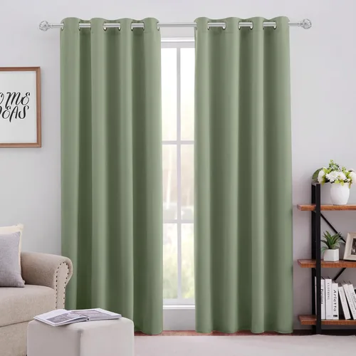 Vista 65 de HOMEIDEAS – Cortinas opacas de 52 x 84 pulgadas de largo, 2 paneles de cortinas para oscurecer la habitación, térmicas, insonorizadas, con ojales