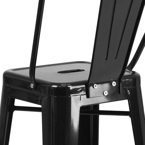 Vista 11 de Taburete Flash Furniture de bar, hecho de metal para interior y exterior, Metal, Negro