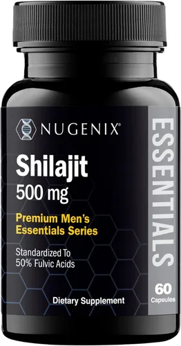 Nugenix Essentials Shilajit Cápsulas Suplemento para hombres y mujeres - 500 mg, estandarizado al 50% de ácidos fúlvicos, Himalaya, 60 cápsulas