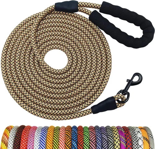 Vista 25 de MayPaw Correa de perro de cuerda resistente, 3/4/5/6/7/8/10/12/15/20 pies, correa de nailon para mascotas, mango acolchado suave, correas gruesas