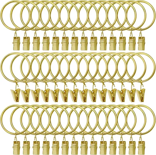 Vista 30 de Paquete de 84 anillos de cortina con clips de 1.26 pulgadas de diámetro interior, anillo de cortina de metal con clips compatibles con cortineros