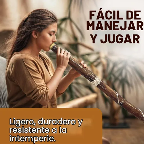 Vista 6 de Didgeridoo moderno hecho a mano – Boquilla de cera de abeja, duradero y ligero, ideal para principiantes – Clave de Do Ohm, incluye boquilla