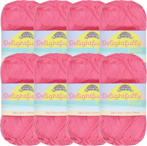 Vista 27 de JubileeYarn - Ovillo de hilo deliciosamente fino, 1.76 oz/madeja de rayón de bambú, color rosa polvo, 4 madejas