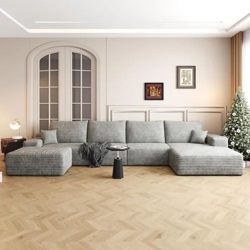 Vista 51 de AUGOP Sofá modular moderno de 96 pulgadas para sala de estar, sofá modular con sofás en forma de L, sofá tapizado sin hueso, sofá seccional con Negro