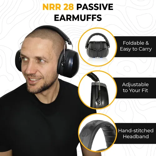 Vista 25 de TradeSmart All-in-One Shooting Ear Protection - Comfort+ NRR 28 Earmuffs, Glasses & Earplugs + Carry Case
