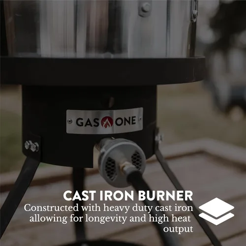 Vista 5 de Gas One Freidora de propano con olla de freidora de 10 cuartos de galón, cesta coladora de aluminio de alta calidad para alitas de pollo y mariscos