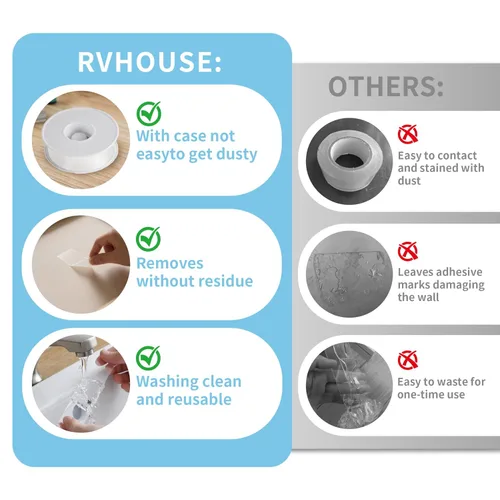 Vista 5 de Cinta de Doble Cara, 1.18" x 80" Cinta de Montaje Nano Transparente de Servicio Pesado con Estuche Protector, Adhesivo Pegajoso para Alfombra