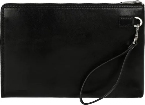 Time Resistance Bolso de mano de cuero para hombre, organizador de muñeca, maletín hecho a mano en Italia Negro