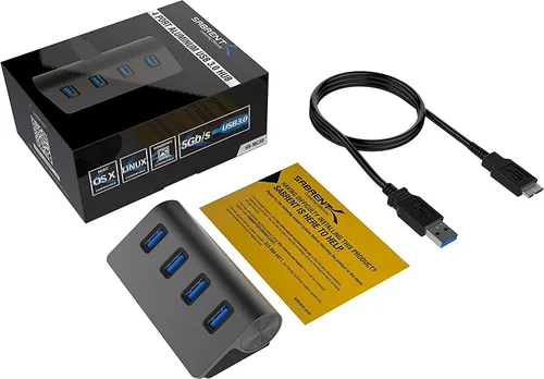 Vista 9 de SABRENT Concentrador de datos portátil de aluminio de 4 puertos USB 3.0 con cable USB 3.0 de 2.5 pies para iMac, MacBook, MacBook Pro, MacBook Air