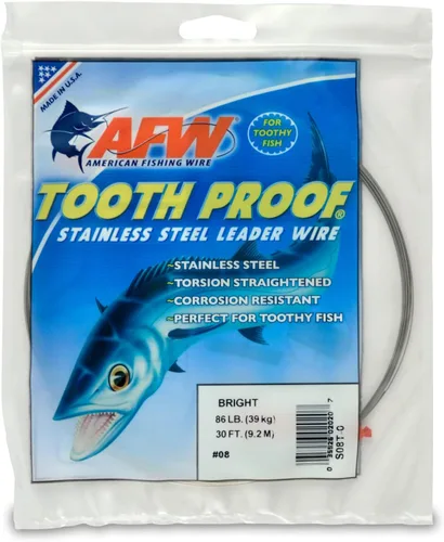 Vista 14 de AFW Alambre Líder Duro de Una Hebra de Acero Inoxidable a Prueba de Dientes - Brillante y Camuflaje para Tiburón, Barracuda, Caballa Real, Wahoo