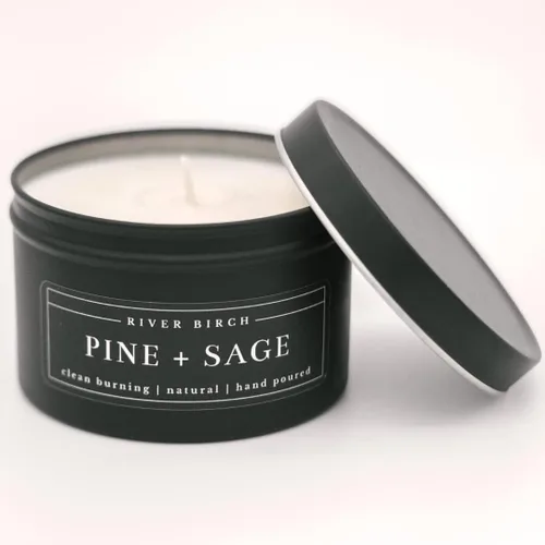 Vista 45 de River Birch Candles - Vela perfumada de almendra + miel, velas de soja de alta calidad, totalmente naturales, no tóxicas, vela de viaje de lata