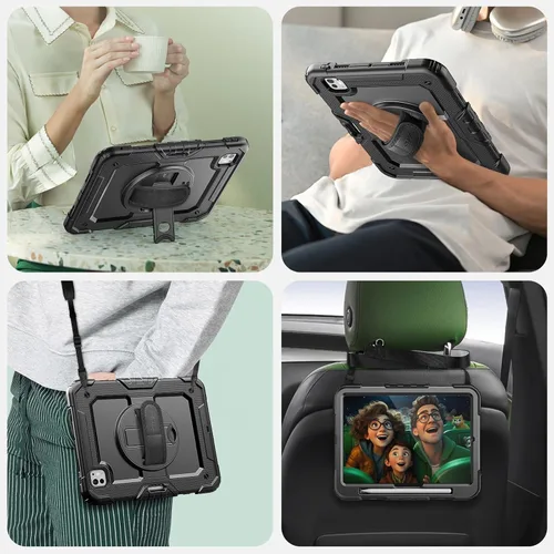 Vista 6 de SEYMAC para iPad Pro de 11 pulgadas Funda M5 2025/M4 2024, Funda Protectora Resistente a Prueba de Golpes con Protector de Pantalla, Soporte