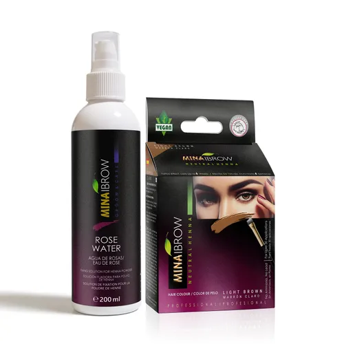 Vista 34 de Kit de tinte negro MinaiBrow Polvo de coloración natural con dos cepillos biselados, resistente al agua y a las manchas, tinte instantáneo