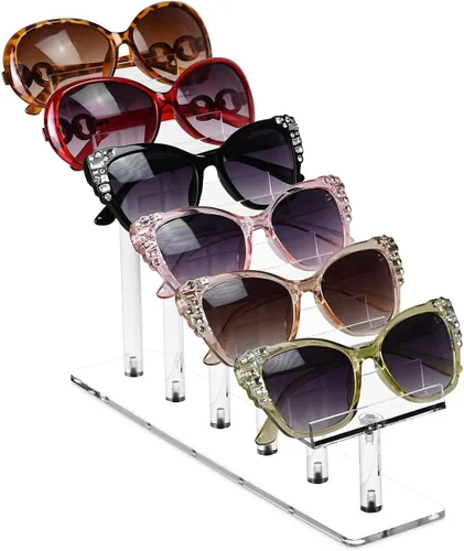 Vista 10 de MOOCA 3 Tier Premium Acrylic Eyewear Display Stand, Sunglasses Rack Holder, Sunglasses Stand, Eyewear Organizer for Eyeglasses, 5 in H
