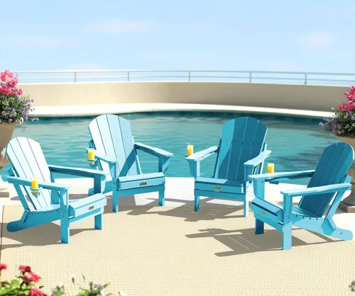 Vista 62 de SERWALL - Silla plegable Adirondack para patio, jardín, exterior, resistente a la intemperie, sillas para hoguera, color naranja