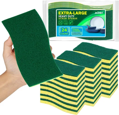 Vista 28 de AIDEA Esponjas de cocina, esponja exfoliante antiarañazos, 6 unidades, esponjas para utensilios de cocina antiadherentes, esponja de limpieza