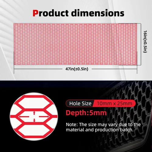 Vista 3 de AggAuto - Malla universal de plástico ABS para automóvil, 47 x 16 pulgadas, hexagonal, inserto para parrilla, parachoques, con orificios tipo panal