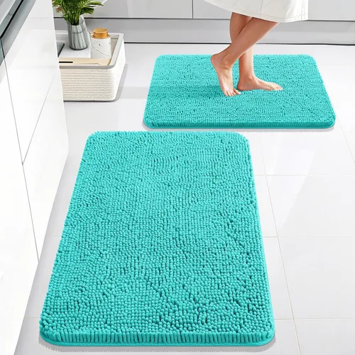 Vista 83 de OLANLY Juego de 2 alfombras de baño de felpilla suave y absorbente, antideslizantes, de secado rápido, lavables a máquina, accesorios de decoración