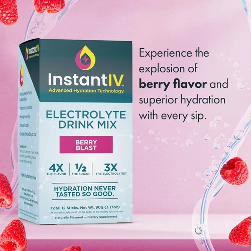 Vista 3 de Polvo de electrolitos – 3 veces electrolitos, 1/2 azúcar con vitamina C, B3, B6, paquetes de electrolitos en polvo para hidratación, recuperación e