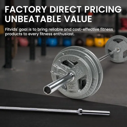 Vista 7 de Fitvids 2 Inch Olympic Barbell Bar, 5/6/7 Feet Bar with Collar for Home Gym Strength Training, weight lifting, Bench Press, 700 LB Capacity