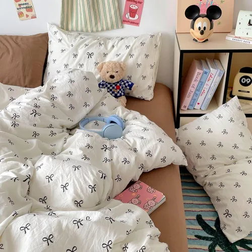 Vista 179 de mixinni Juego de funda de edredón de algodón floral para niñas y adolescentes, con lazos de cremallera, fácil cuidado, ultra suave y transpirable
