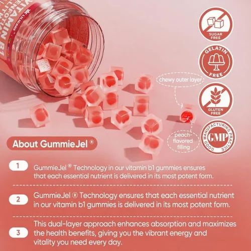 Vista 7 de Gomitas de complejo de vitamina B1 y vitamina B metilada, todas las vitaminas B, benfotiamina, tiamina e inositol, multivitaminas B1 B2 B6