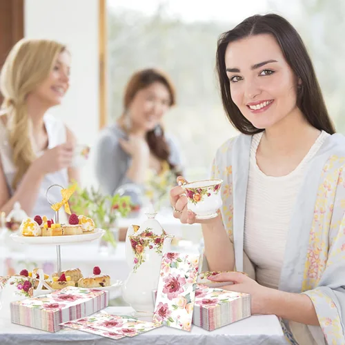 Vista 5 de 50 servilletas de papel florales de acuarela para invitados, servilletas desechables de 3 capas, servilletas de papel decorativas para boda, novia