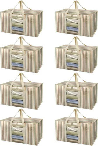 Vista 64 de BALEINE Paquete de 2 bolsas de mudanza de gran tamaño con asas reforzadas, bolsa de almacenamiento resistente para ropa, suministros de mudanza