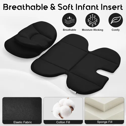Vista 3 de Inserto de asiento de coche para bebé con 2 reposacabezas para prematuros a niños pequeños, soporte de cabeza de asiento de coche para bebé