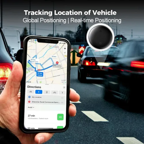 Vista 3 de Rastreador GPS para vehículos sin suscripción, etiqueta de seguimiento de automóvil para Android e iOS, dispositivo rastreador Bluetooth compatible