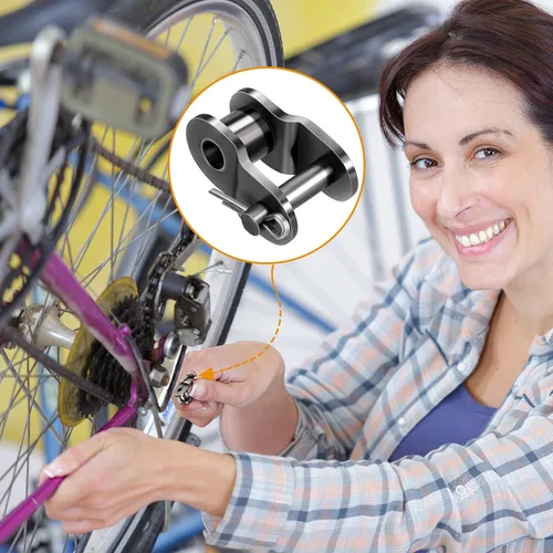 Vista 6 de OIIKI Enlace compensado de cadena de rodillos #40, paquete de 8