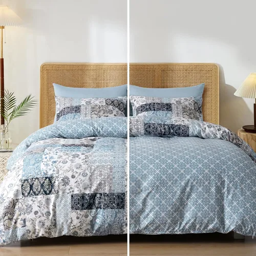 Vista 6 de PHF Juego de funda de edredón floral ultrasuave tamaño individual, juego de ropa de cama bohemio estampado de 2 piezas, cómodo juego de funda
